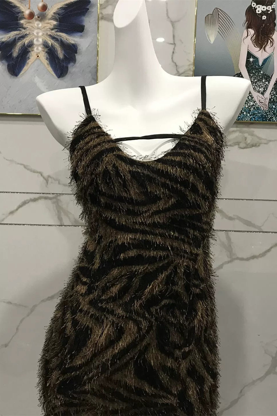 open back wool slip hip slit dress