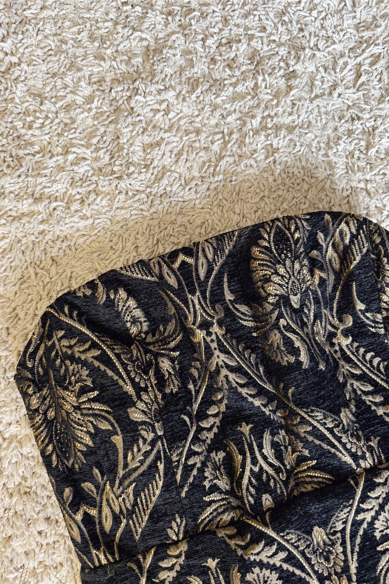 gold thread embroidery thick bandeau mini dress