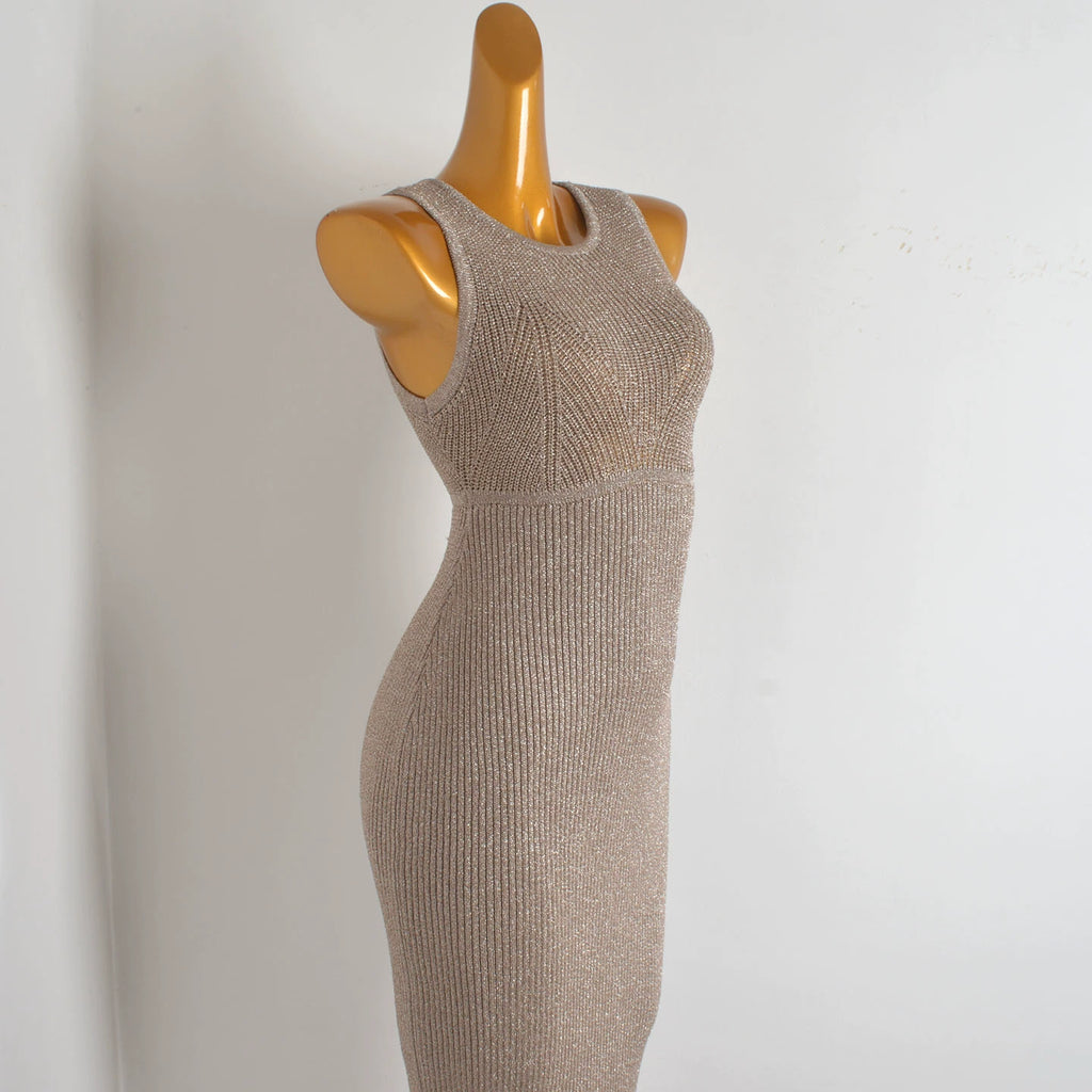 silk sleeveless knitted dress