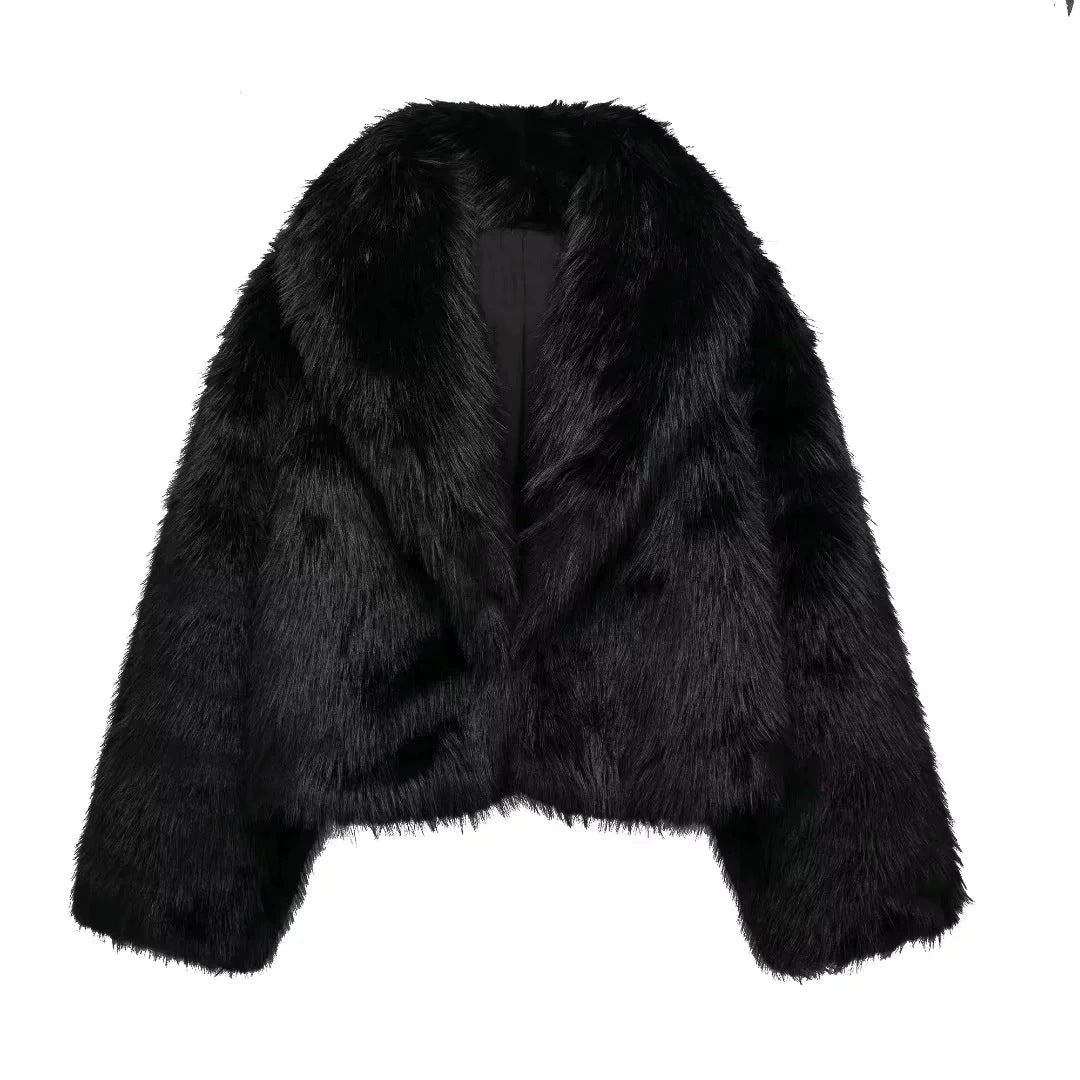 fox fur imitation fur cropped jacket