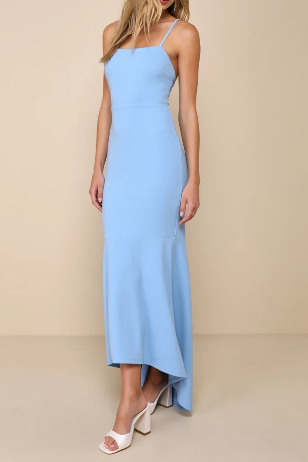 light blue mermaid  midi dress