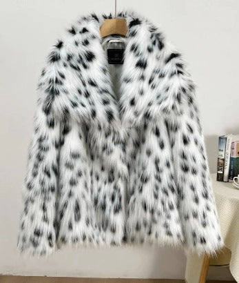 imitation fur large lapel tops wool loose