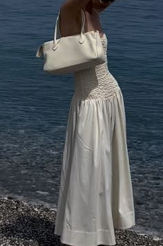 Strapless Fitted Spaghetti Strap Long Dress - white