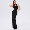 yuri black Square neck vest long fishtail dress