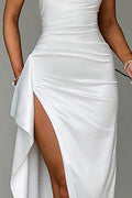 white suspender slits maxi dress