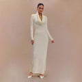 white Long-sleeved bodycon maxi dress