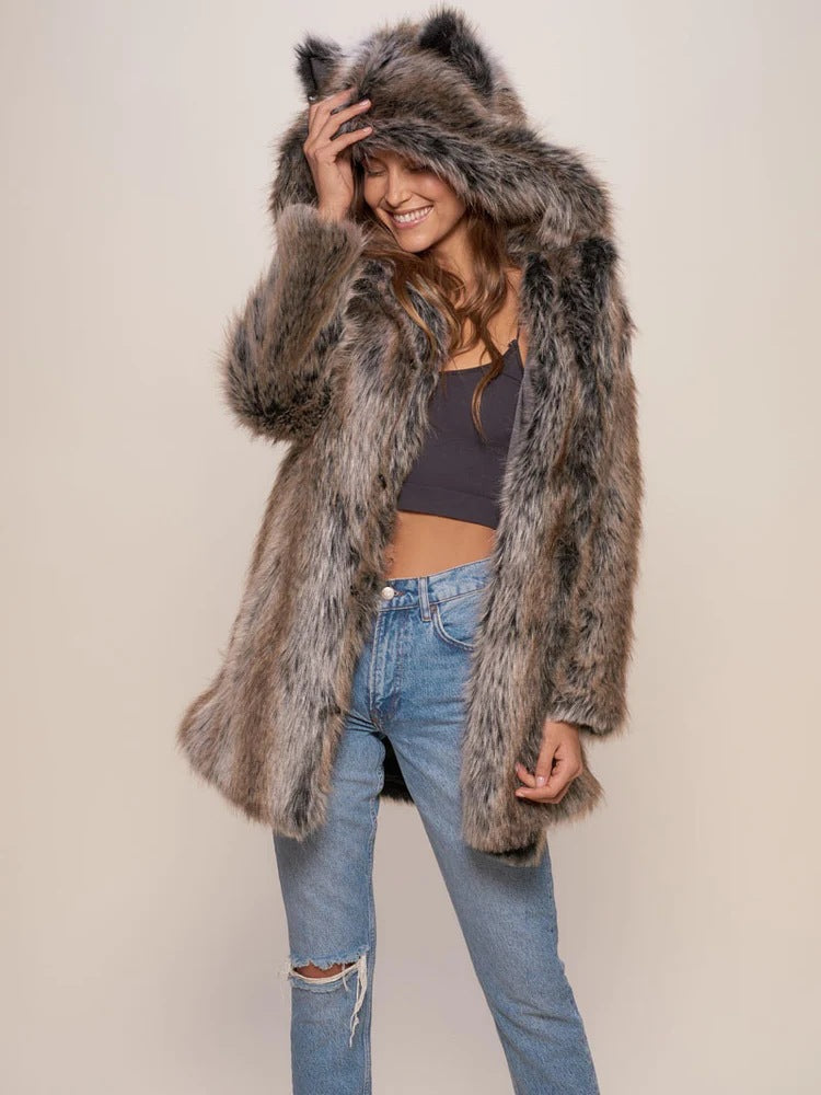 faux fox fur coats with cartoon rabbit ears