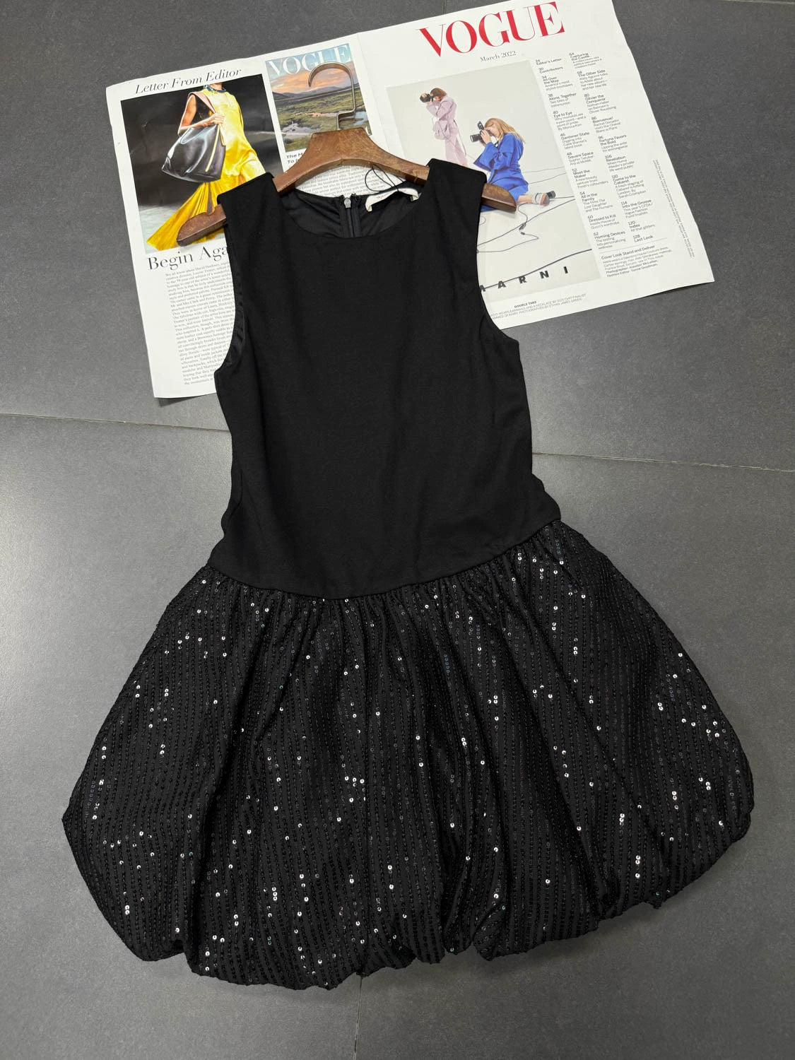 black lantern skirt sleeveless sequin dress