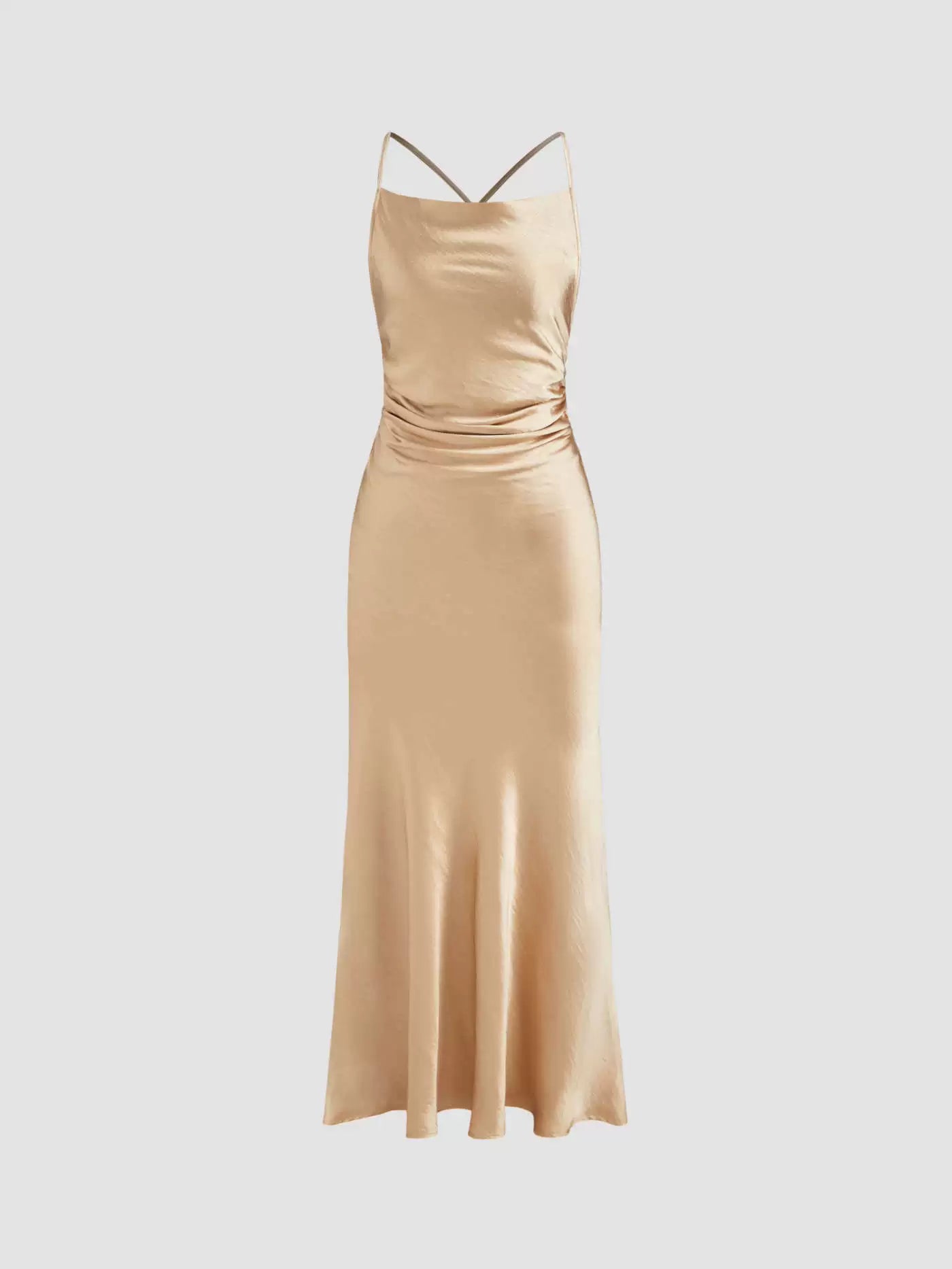 drape strap open back maxi dress