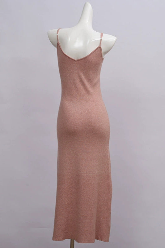 V-neck waist cinched slip dress