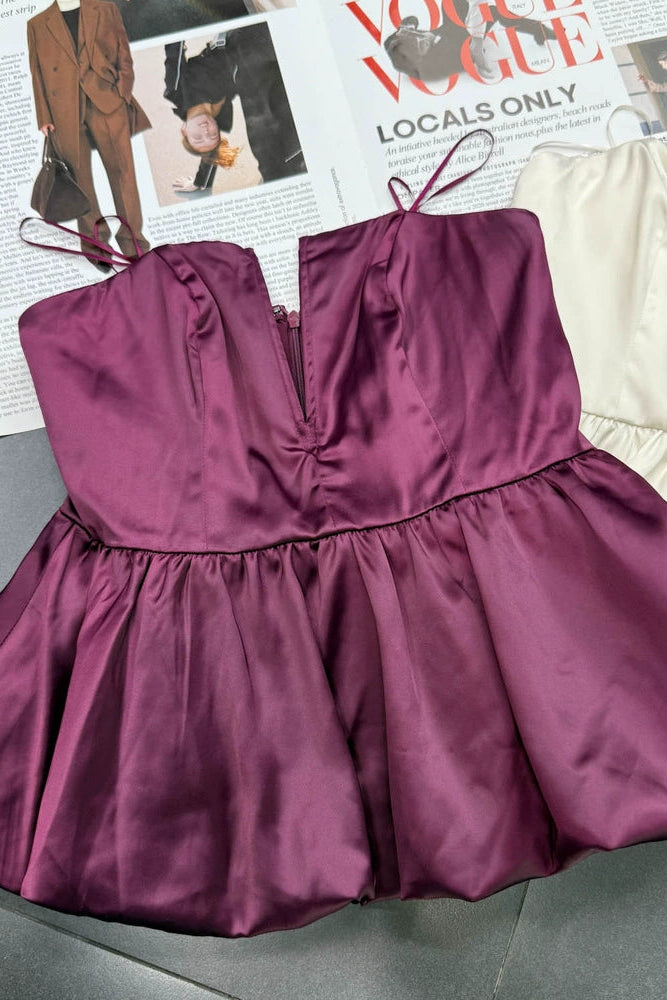 purple satin bandeau flower bud small top