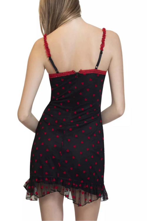 Flocked Love Mesh Slip Dress
