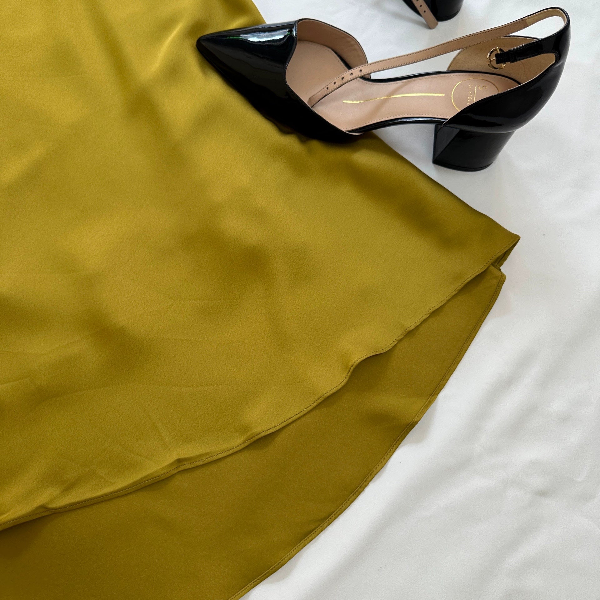 silk V-neck suspender long dress