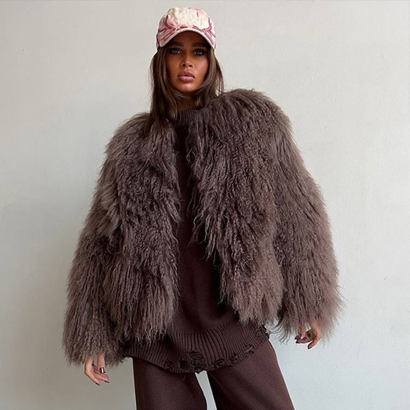 jacket short imitation fur