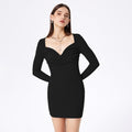 beverly black Square neck high-waisted short dress