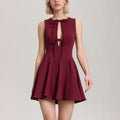 red Bow-trimmed sleeveless mini dress