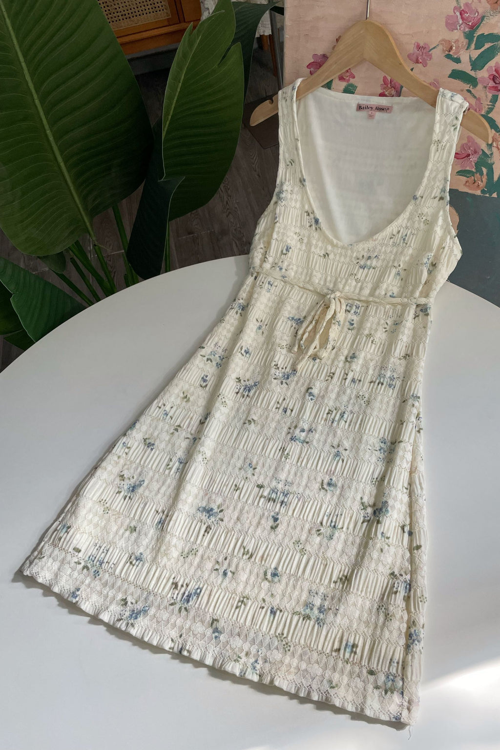 Texture Printed Lace Sleeveless mini Dress