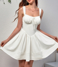 white suspender A-line mini dress