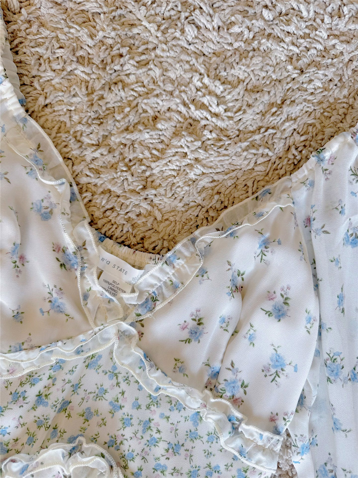 vintage floral fungus lace V-neck long sleeve dress