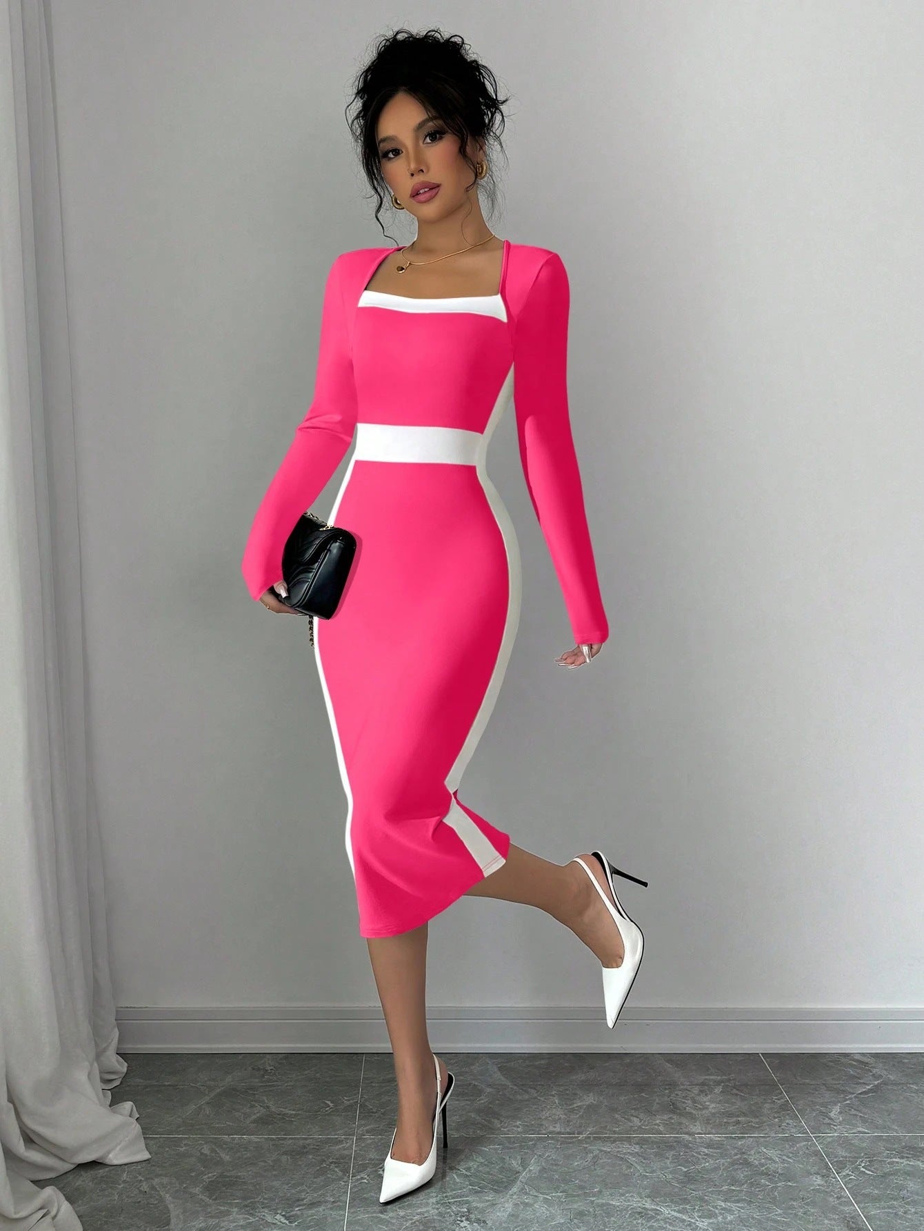 georgia pink long sleeve maxi dress