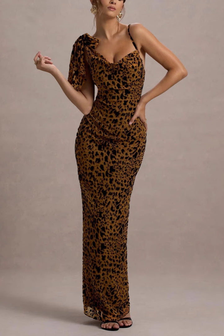 Leopard print halter bodycon skirt