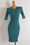 green thread knitted midi dresses