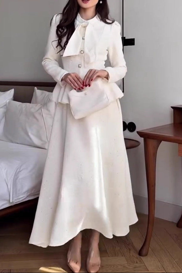 griselda white long-sleeved long skirt suit
