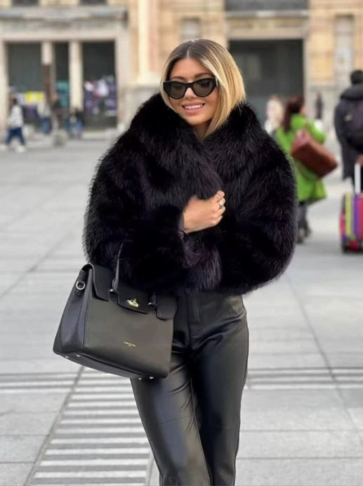 fox fur imitation fur cropped jacket