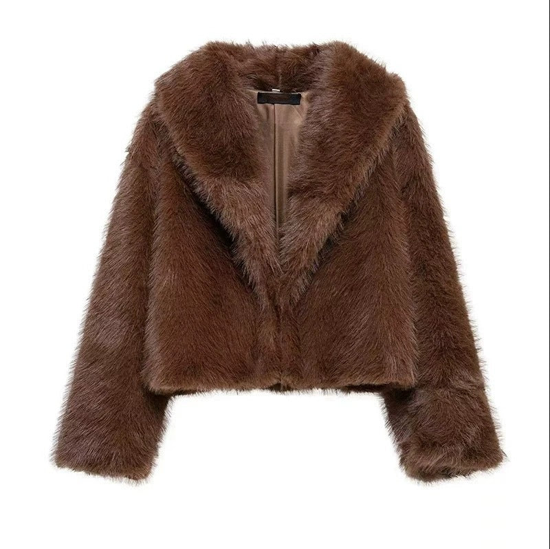 fox fur imitation fur cropped jacket