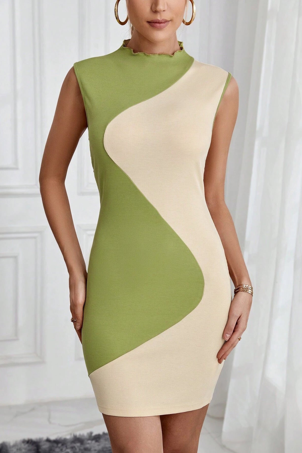 miriam Color-blocked bodycon mini dress