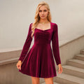 evelyn Burgundy velvet mini dress