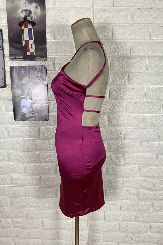 halterneck slim hip mini dress