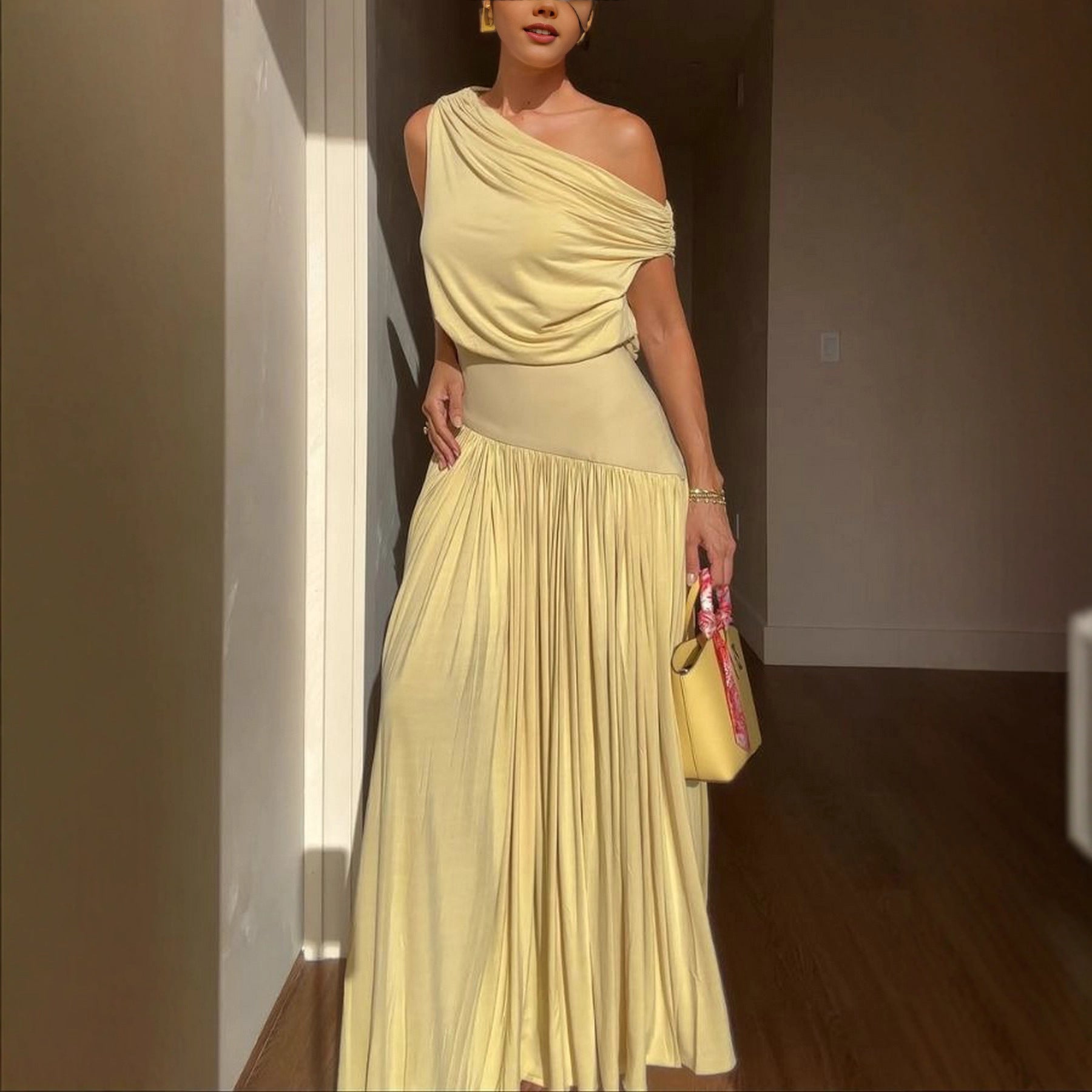 yellow Off-the-Shoulder maxi Dress