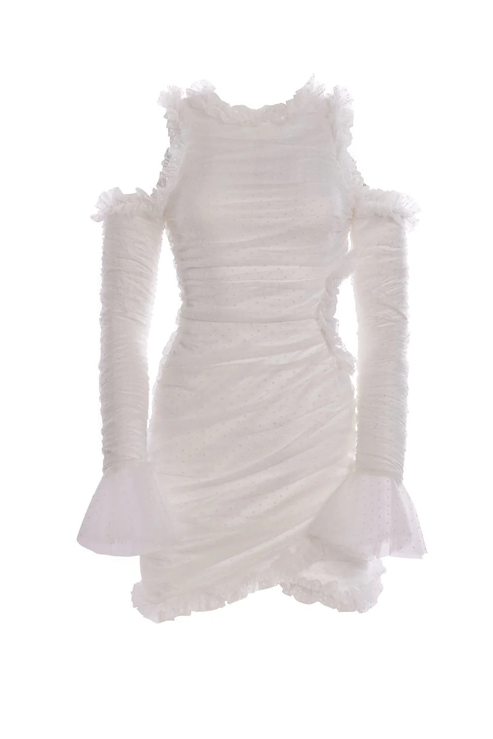 white mesh lace mini dress