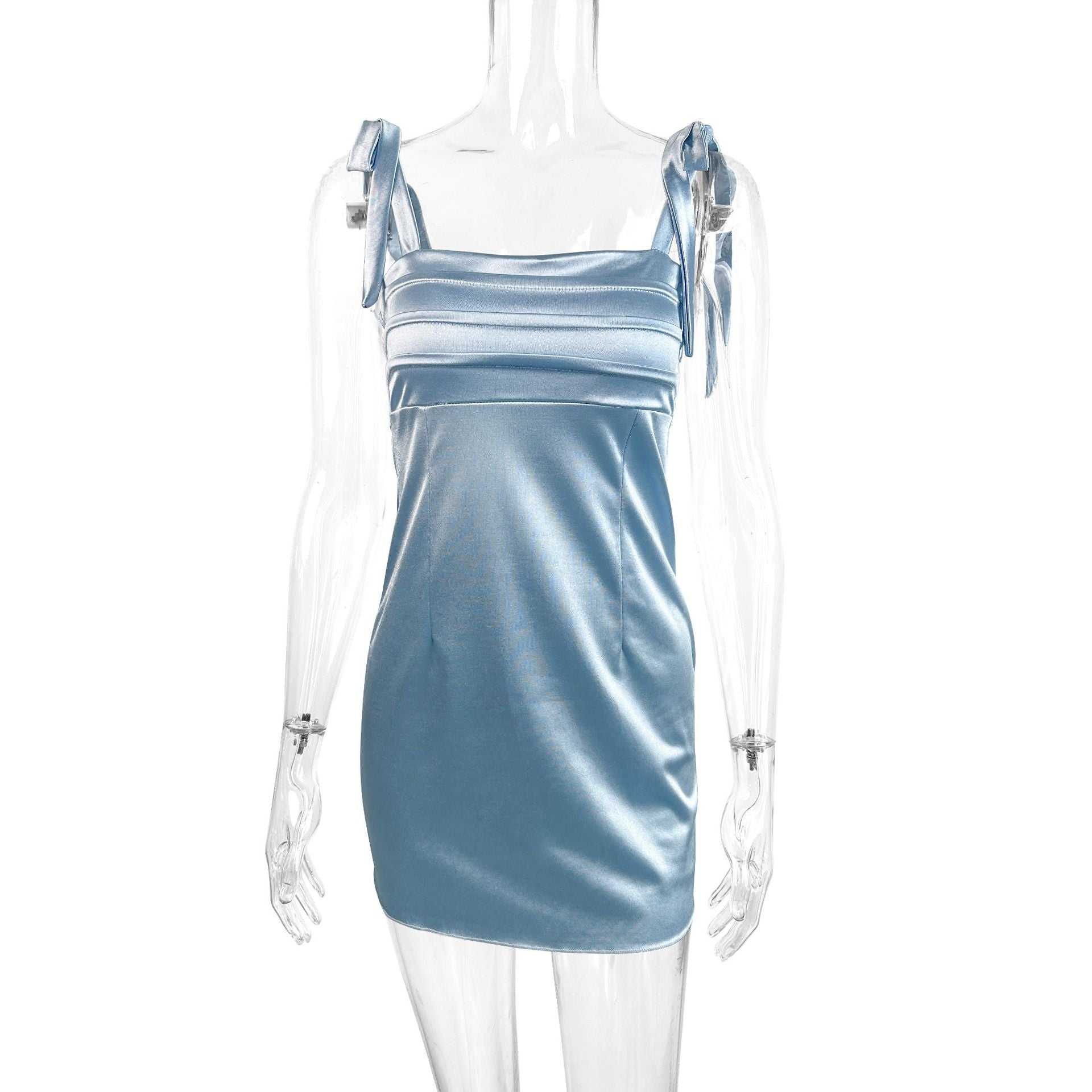 Sleeveless square neck tie-waist bodycon dress