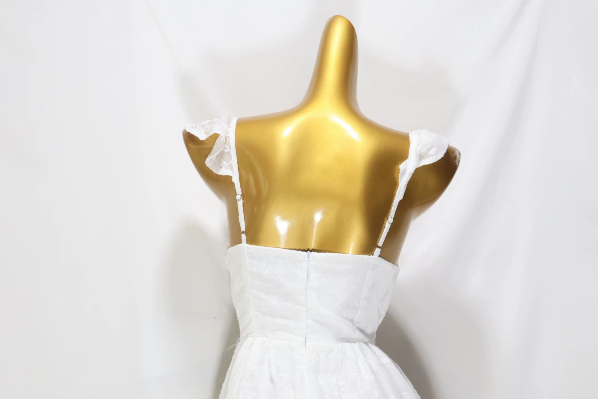 white chiffon jacquard min dress