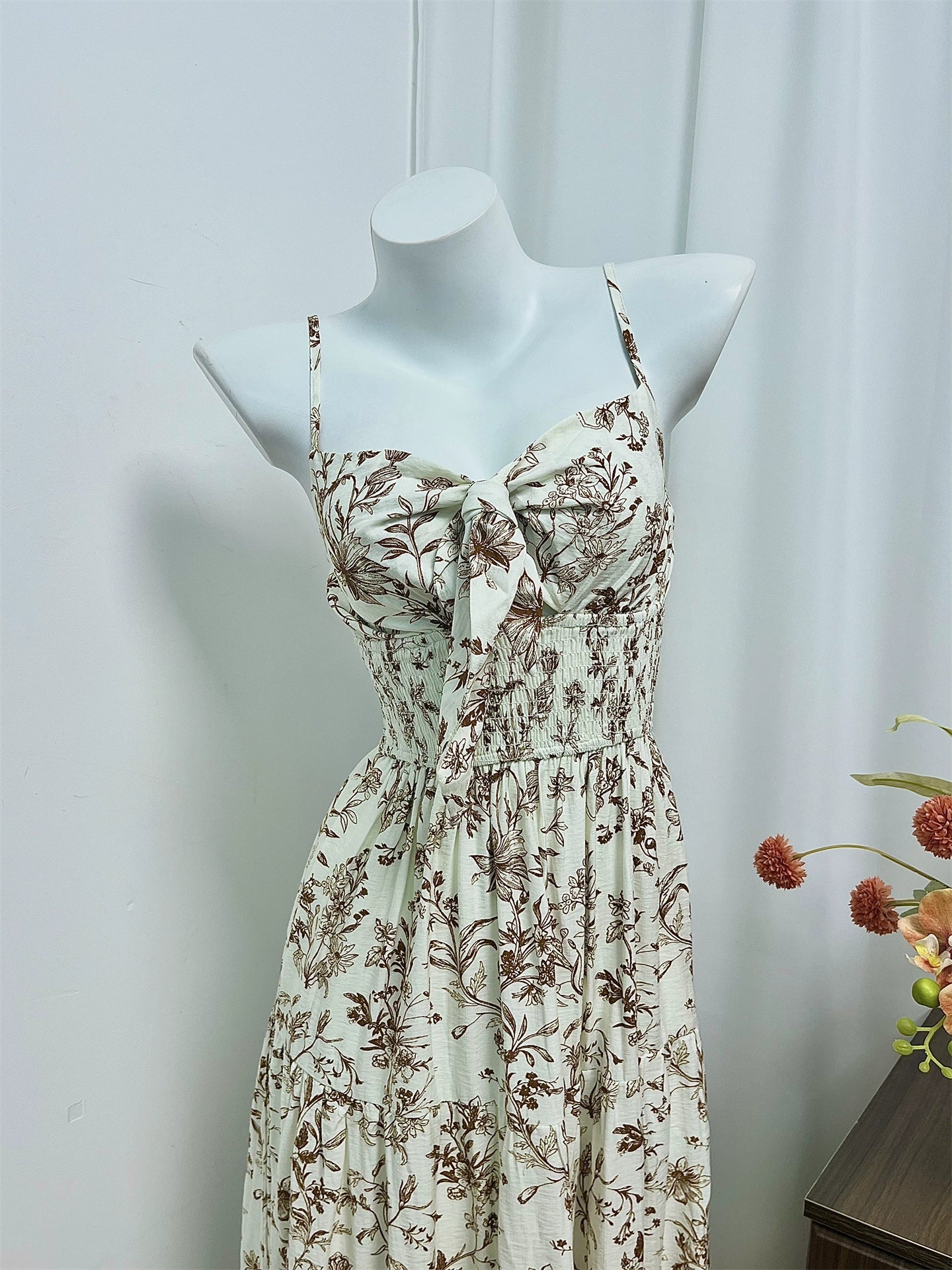 floral chest tie back hugging dress