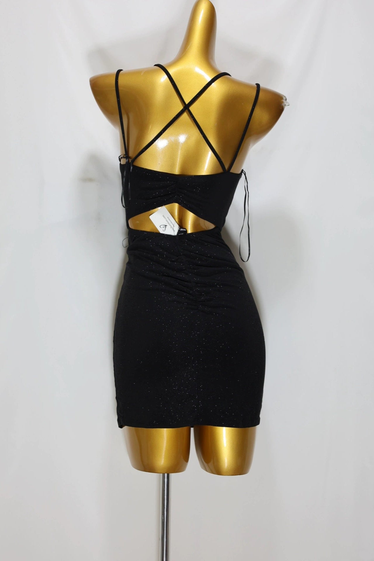 black suspenders mini dress