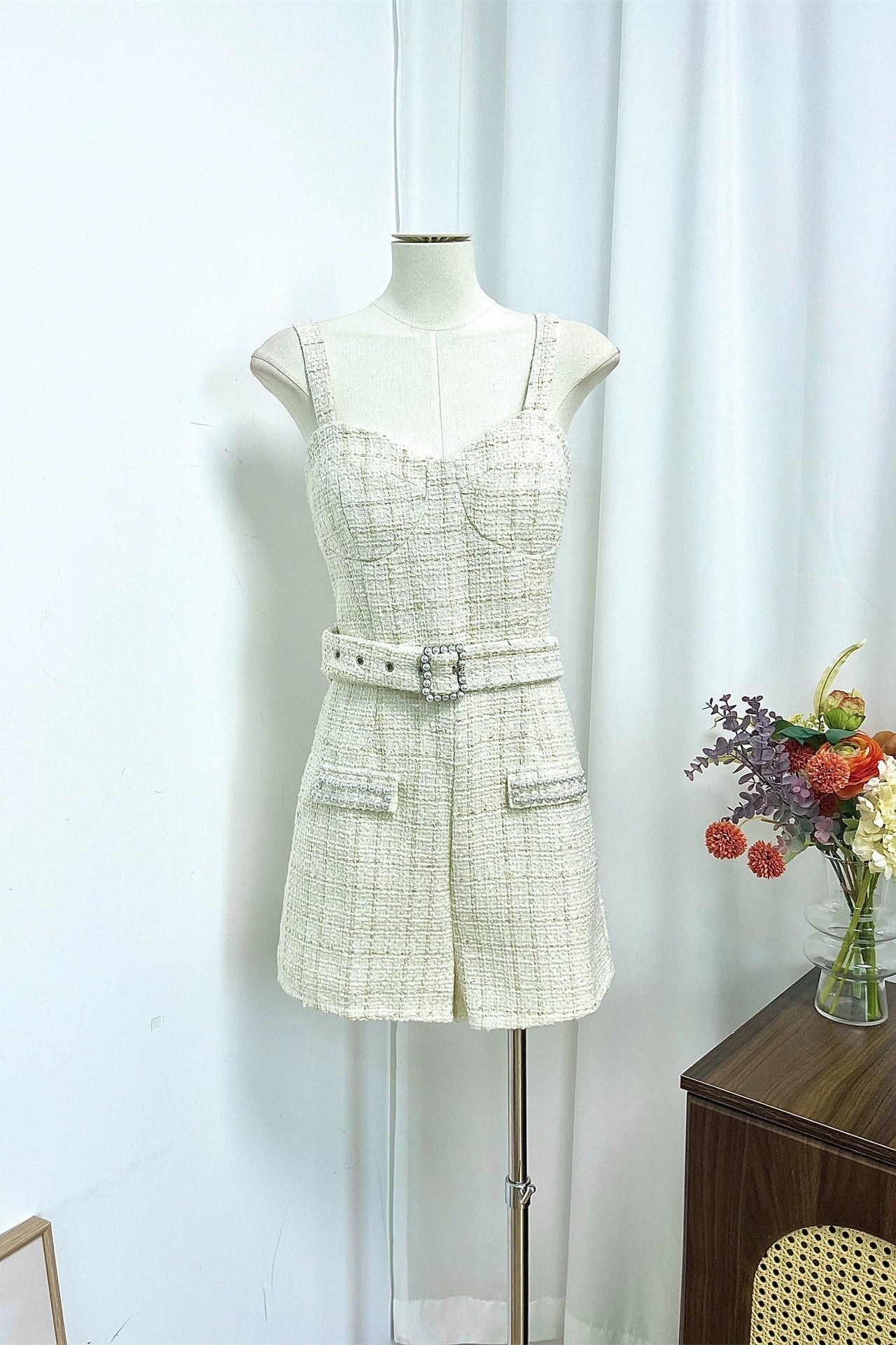 white belt strap jumpsuit