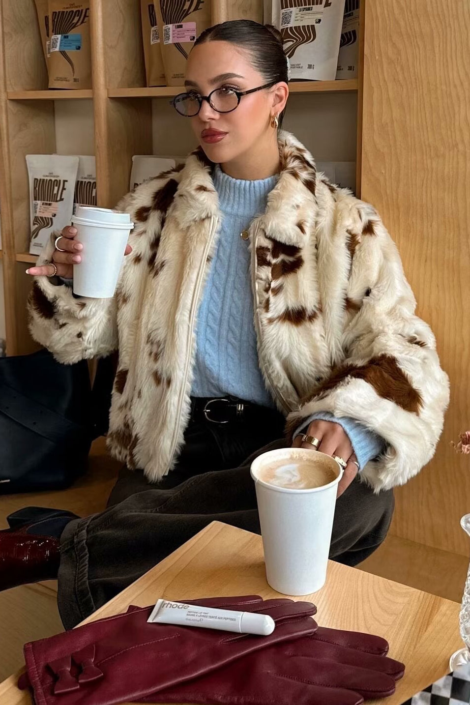 leopard print fur coat