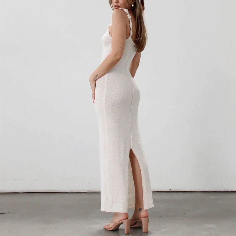 damla white Knitted camisole bodycon dress