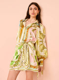 leila Lantern sleeve printed mini dress