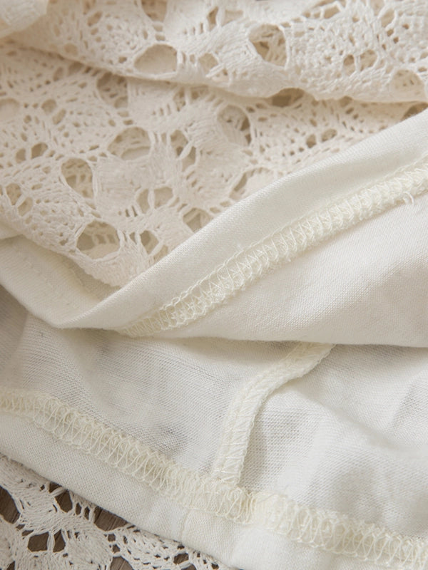 white hollow crochet camisole dress