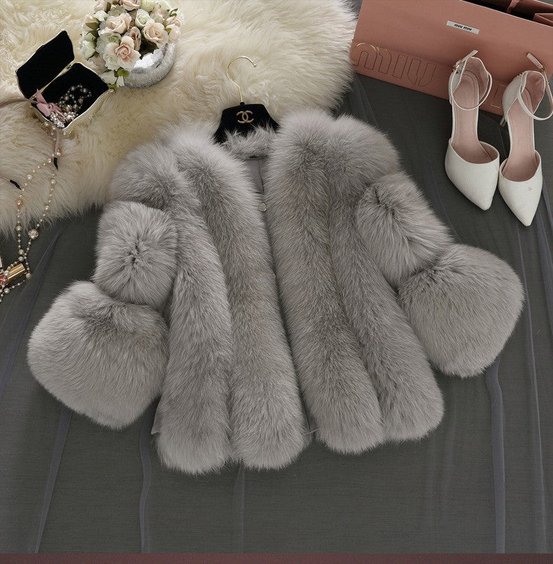 long-sleeved thickened imitation fur coat