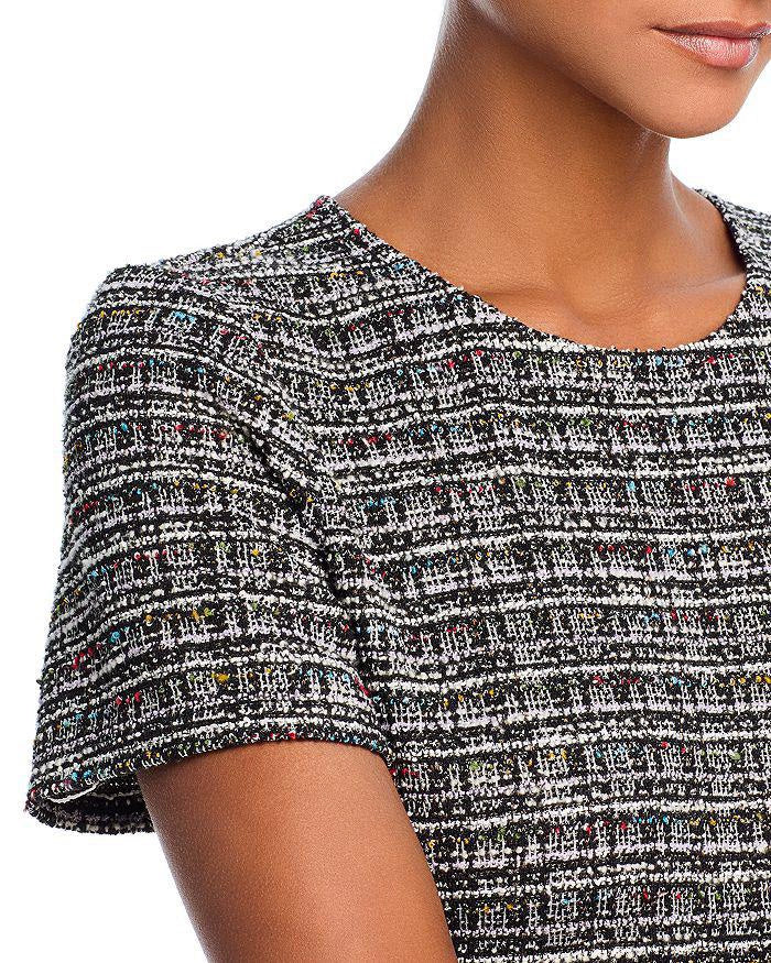 gray tweed short-sleeved mini dress