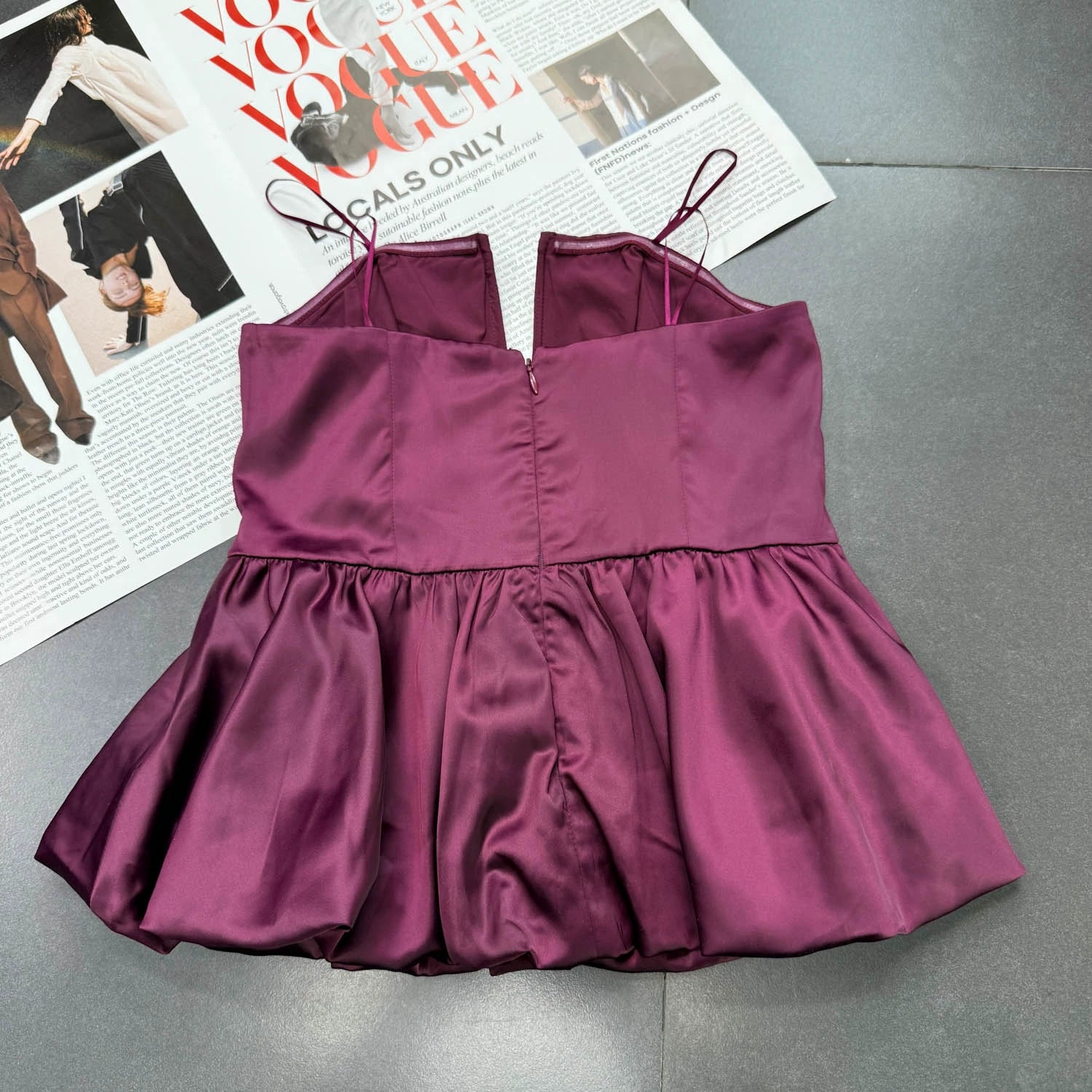 purple satin bandeau flower bud small top