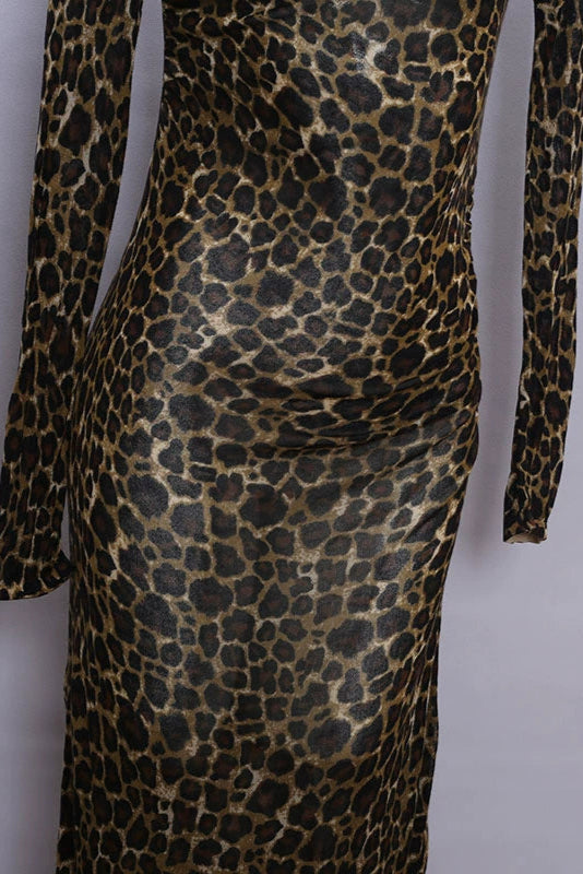 eopard print mesh dress