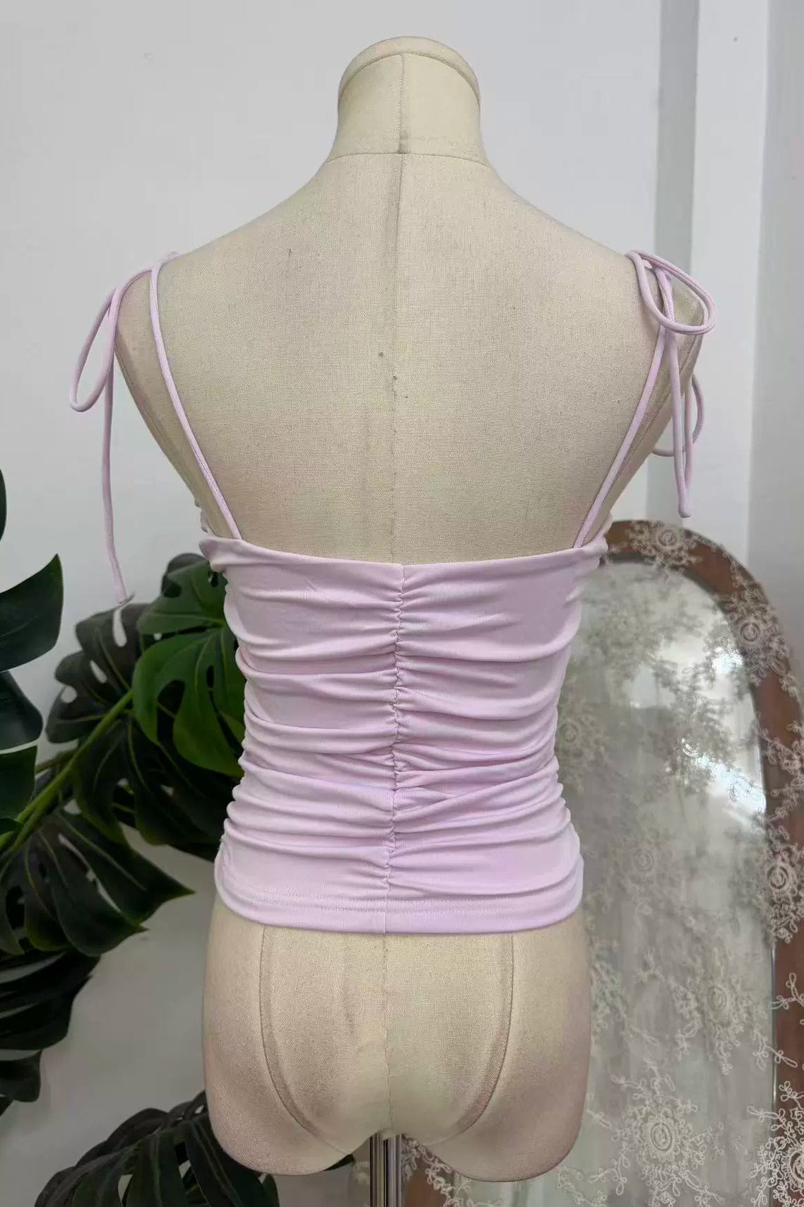 purple Underwire Pleated Shell Chest Top