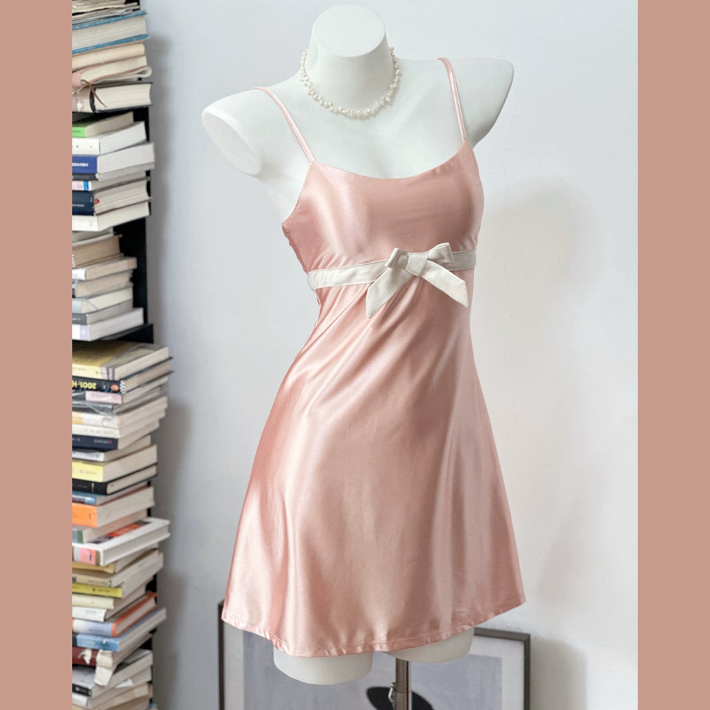 pink silk slip mini dress