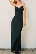 black satin slip maxi dress